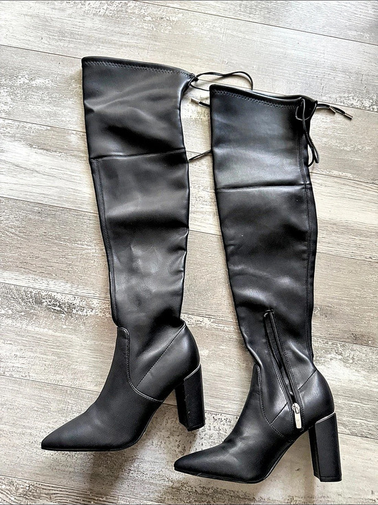 Marc Fisher Shoes - Marc Fisher Renn Over The Knee Boots Black Heeled Boots